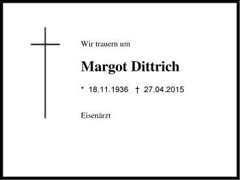 Traueranzeige von Margot Dittrich von Region Chiemgau