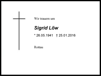 Traueranzeige von Sigrid Löw von Region Chiemgau