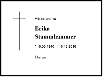 Traueranzeige von Erika Stammhammer von Region Chiemgau