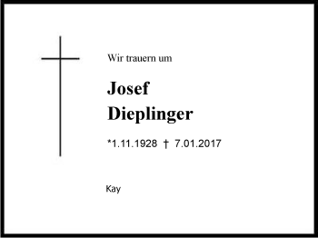 Traueranzeige von Josef Dieplinger von Region Chiemgau