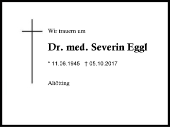 Traueranzeige von Severin Eggl von Region Berchtesgadener Land