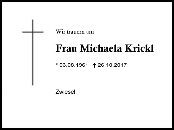 Traueranzeige von Michaela Krickl von Region Berchtesgadener Land