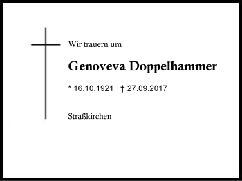 Traueranzeige von Genoveva Doppelhammer von Region Berchtesgadener Land