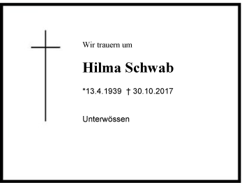 Traueranzeige von Hilma Schwab von Region Chiemgau