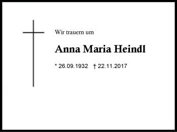 Traueranzeige von Anna Maria Heindl von Region Berchtesgadener Land