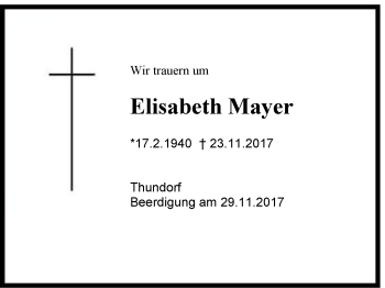 Traueranzeige von Elisabeth Mayer von Region Berchtesgadener Land