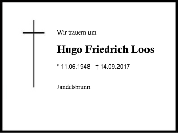 Traueranzeige von Hugo Friedrich Loos von Region Berchtesgadener Land