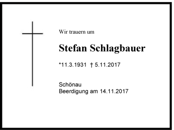 Traueranzeige von Stefan Schlagbauer von Region Berchtesgadener Land