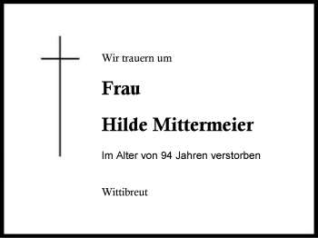 Traueranzeige von Hilde Mittermeier von Region Berchtesgadener Land