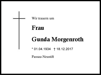 Traueranzeige von Gunda Morgenroth von Region Berchtesgadener Land