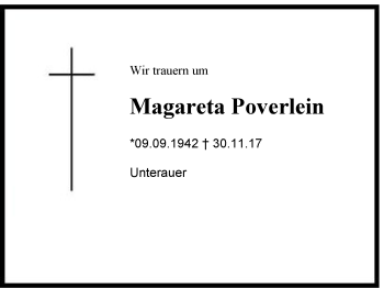 Traueranzeige von Magareta Poevertein von Region Chiemgau