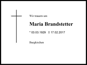 Traueranzeige von Maria Brandstetter von Region Berchtesgadener Land