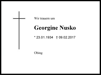 Traueranzeige von Georgine Nusko von Region Berchtesgadener Land