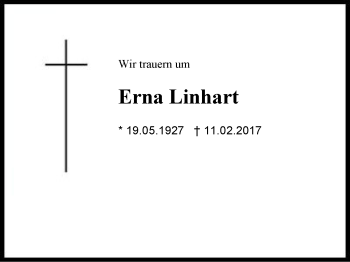 Traueranzeige von Erna Linhart von Region Berchtesgadener Land