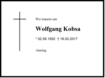 Traueranzeige von Wolfgang Kobsa von Region Berchtesgadener Land