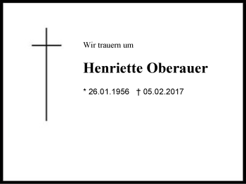 Traueranzeige von Henriette Oberauer von Region Berchtesgadener Land