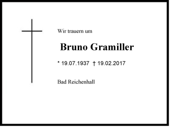 Traueranzeige von Bruno Gramiller von Region Berchtesgadener Land