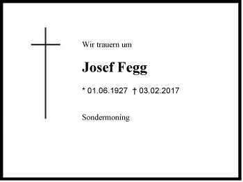 Traueranzeige von Josef Fegg von Region Berchtesgadener Land