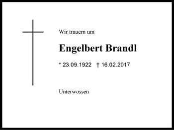 Traueranzeige von Engelbert Brandl von Region Chiemgau