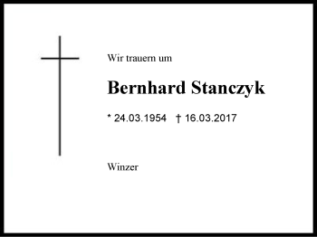 Traueranzeige von Bernhard Stanczyk von Region Berchtesgadener Land