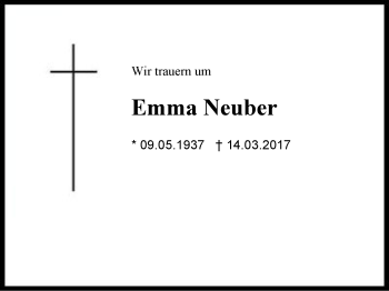 Traueranzeige von Emma Neuber von Region Berchtesgadener Land