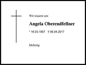 Traueranzeige von Angela Oberendfellner von Region Berchtesgadener Land