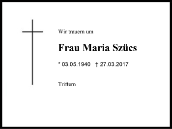 Traueranzeige von Maria Szücs von Region Berchtesgadener Land