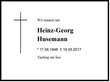 Traueranzeige von Heinz-Georg Husemann von Region Chiemgau