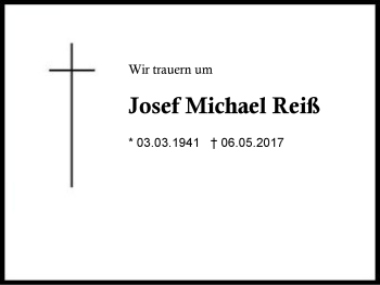 Traueranzeige von Josef Michael Reiß von Region Berchtesgadener Land