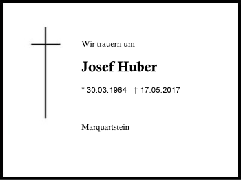 Traueranzeige von Josef Huber von Region Chiemgau