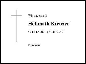 Traueranzeige von Hellmuth Kreuzer von Region Berchtesgadener Land