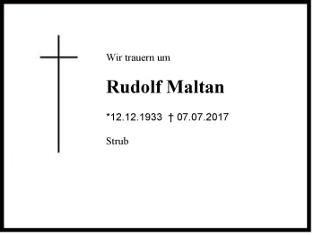 Traueranzeige von Rudolf  Maltan von Region Berchtesgadener Land