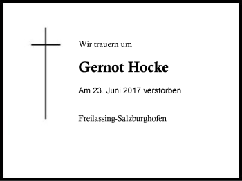 Traueranzeige von Gernot Hocke von Region Berchtesgadener Land