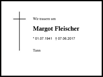 Traueranzeige von Margot Fleischer von Region Berchtesgadener Land