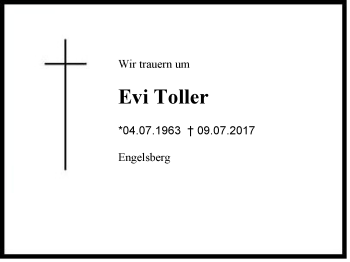 Traueranzeige von Evi Toller von Region Chiemgau