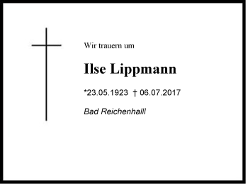 Traueranzeige von Ilse Lippmann von Region Chiemgau