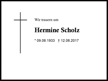 Traueranzeige von Hermine Scholz von Region Berchtesgadener Land
