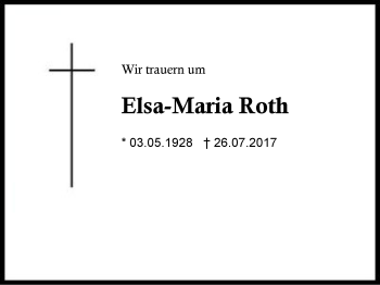 Traueranzeige von Elsa-Maria Roth von Region Berchtesgadener Land