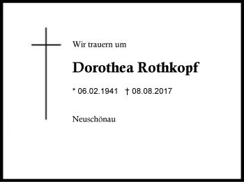 Traueranzeige von Dorothea Rothkopf von Region Berchtesgadener Land