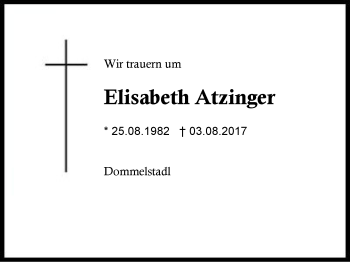 Traueranzeige von Elisabeth Atzinger von Region Berchtesgadener Land