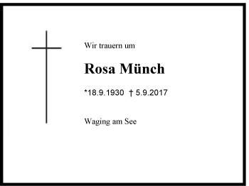 Traueranzeige von Rosa Münch von Region Chiemgau