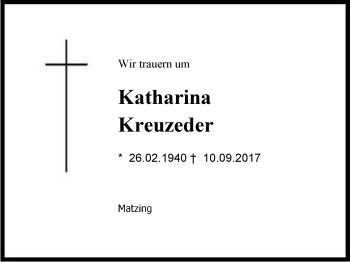 Traueranzeige von Katharina Kreuzeder von Region Chiemgau