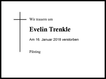 Traueranzeige von Evelin Trenkle von Region Berchtesgadener Land