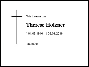 Traueranzeige von Therese Holzner von Region Berchtesgadener Land