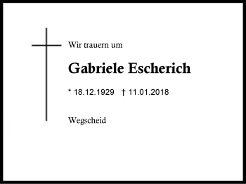 Traueranzeige von Gabriele Escherich von Region Berchtesgadener Land