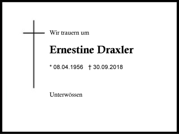 Traueranzeige von Ernestine Draxler von Region Chiemgau