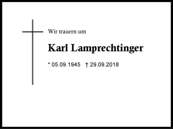 Traueranzeige von Karl Lamprechtinger von Region Chiemgau