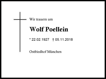 Traueranzeige von Wolf Poellein von Region Berchtesgadener Land