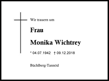 Traueranzeige von Monika Wichtrey von Region Berchtesgadener Land