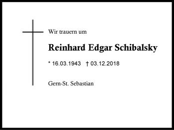 Traueranzeige von Reinhard Edgar Schibalsky von Region Berchtesgadener Land